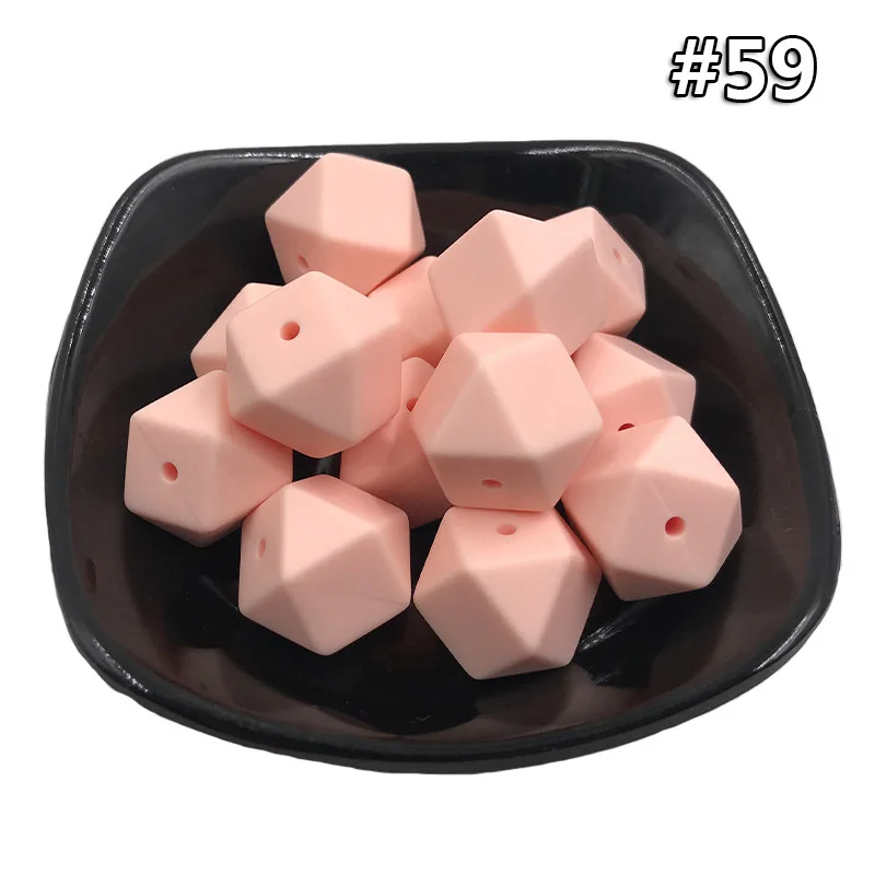 Silicone teether 59 10 шт. DIY 14 мм детский силиконовый Прорезыватель для зубов пищевой пустышки цепи шестигранные бусины аксессуары Детские Прорезыватели пустышки цепи игрушки - Цвет: Silicone teether 59
