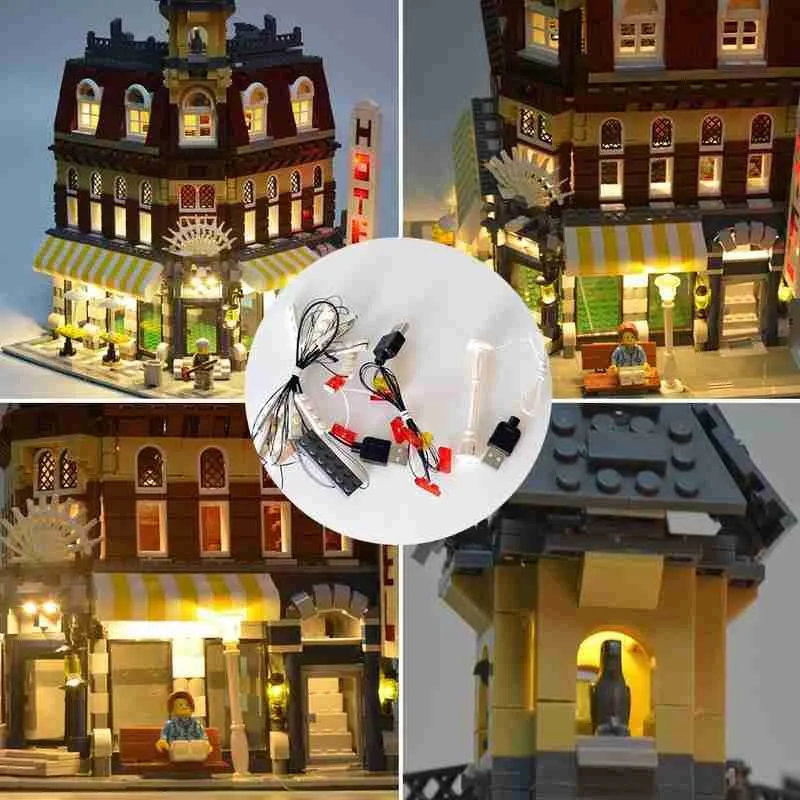 

Light Up Kit For Assembled building blocks Create Cafe Corner Compatible With 10182 and 15002 LED Light Kit