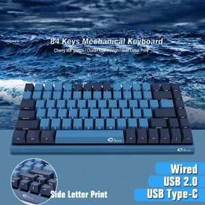 Игровая механическая клавиатура Ocean Star 3084SP, 84 клавиши, вишневый переключатель, USB, Type-C, проводная клавиатура с боковыми буквами и кавердой