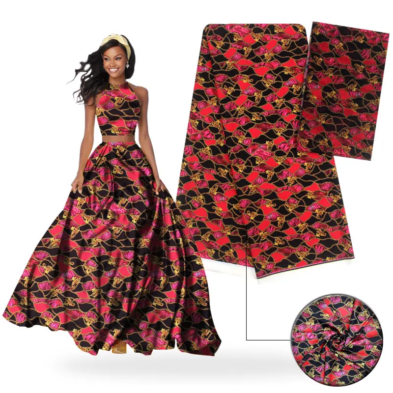 Ткань из чистого шелка Африканский шелк восковой шифоновая ткань 2 + 4 Ярда