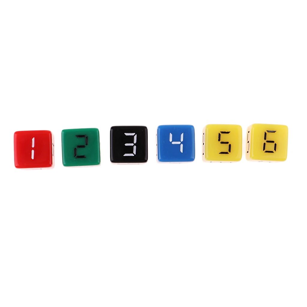 

25x Six Sided D6 Dice Die 1-6 Digital Dice 5 Colors for Gambling Lovers Toys