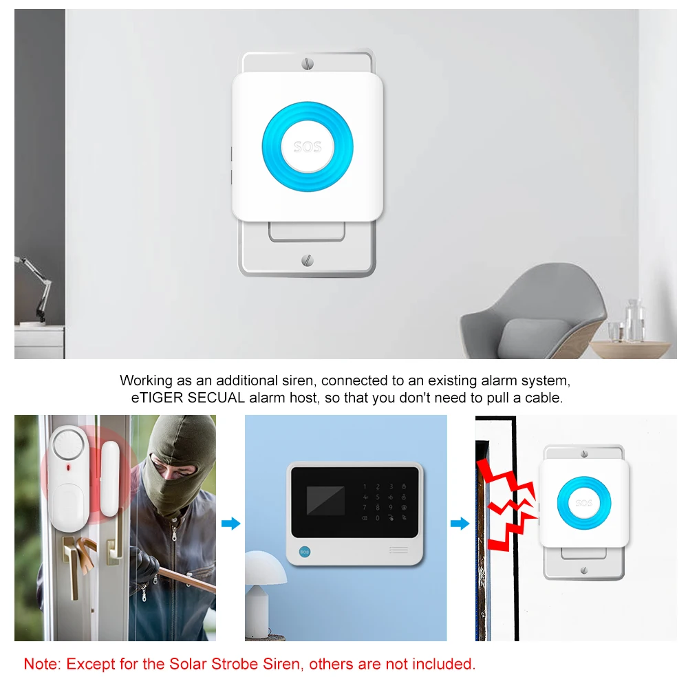 ES-S6A Wireless 433MHz Strobe Siren Sound Alarm Flashing Light for Home Security Protect System 85dB | Безопасность и защита