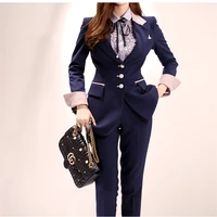 2021 runway high end womens suit 2 pieces set autumn fashion single breasted ol bussines office lady blazer pants suits