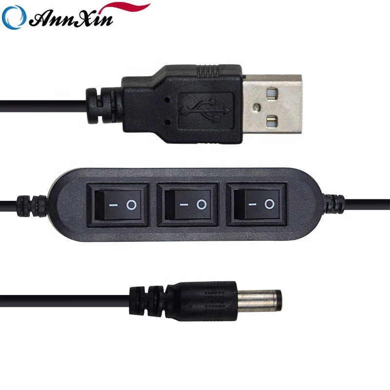 

ANNXIN High Quality Switch Cable Three Speed Rocker Button USB 2.0 Male to 3.5mm Male Temperature Control Light ON/OFF Cable