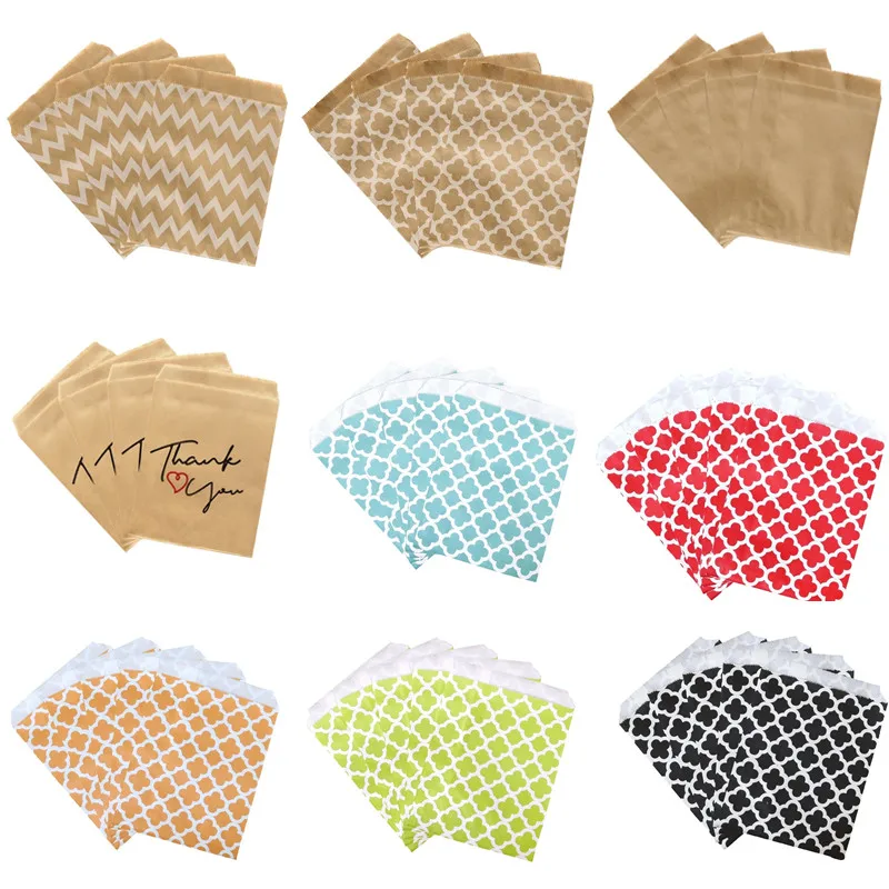 

100pcs 13*18cm Kraft Paper Bags Cookie Candy Chocolate Package Paper Pack Packages For Festival Event Party Supplies Gift Packag
