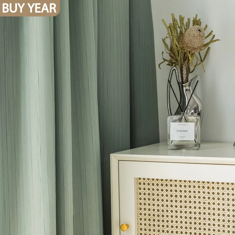 

Nordic Style Curtains for Living Dining Room Bedroom High-end Three-dimensional Jacquard Fold Texture Fabric Physical Curtains