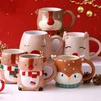 ceramic christmas mug elk animal cute cartoon ins wind creative cup to give gifts to make coffee milk cute coffee mugs and cups