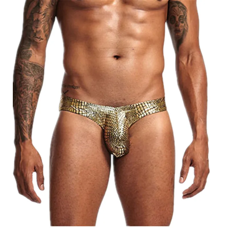 Сексуальное мужское нижнее белье кожаные трусы с заниженной талией u образный