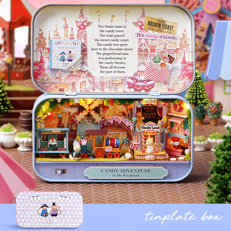 diy wood dollhouses handmade funny box theatre miniature box cute doll houses assemble kits gift wooden toys for girls free global shipping