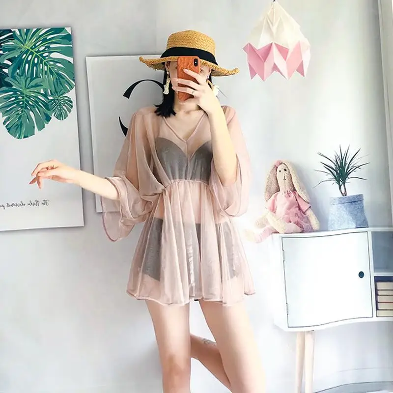 

Ins super fairy swimsuit girl's belly covered and thin fairy's three piece suit