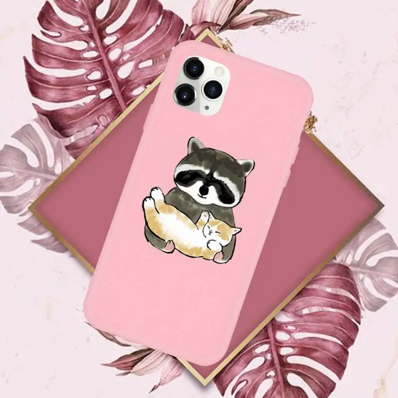 

Cute cat illustration mushroom bear panda Phone Case Candy Color for iPhone 11 12 mini pro XS MAX 8 7 6 6S Plus X SE 2020 XR