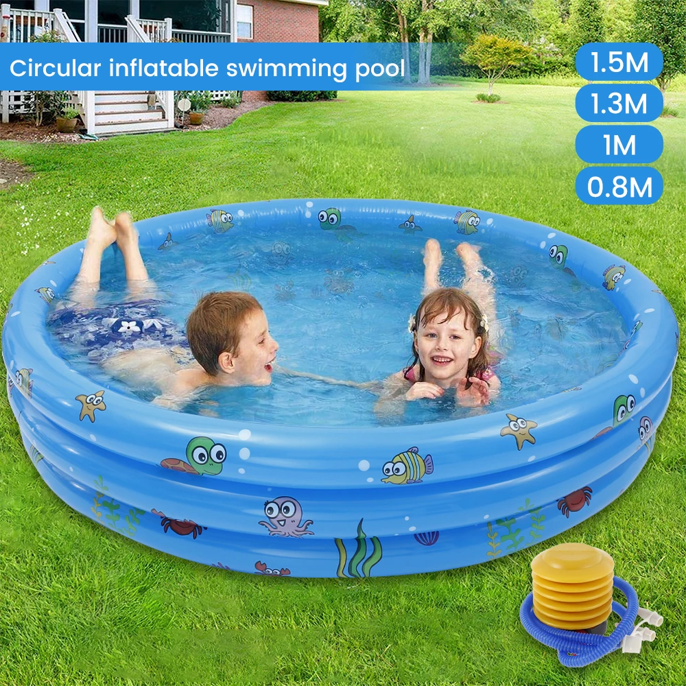 

80/100/130/150 CM Rectangular Inflatable Swimming Pool Paddling Pool Bathing Tub Outdoor Summer Swimming Pool for Kids