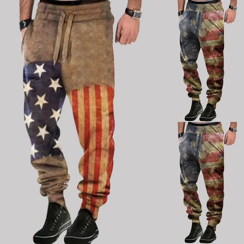 2021 в стиле хип хоп для бега Для мужчин с рисунком флага девочек штаны шаровары