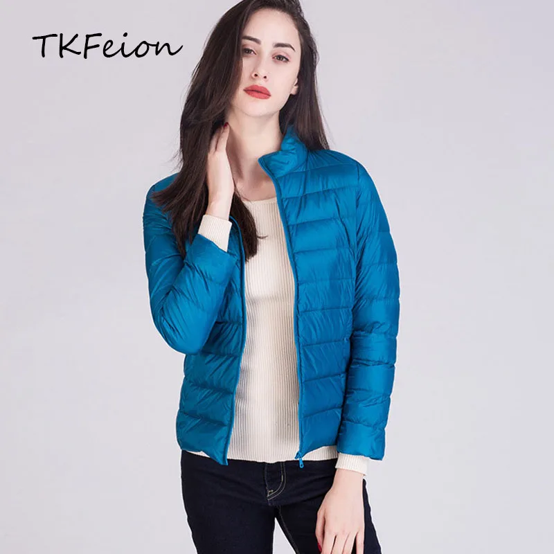 

2019 Autumn Coat Women Bomber Jackets Duck Down Filler Fashion Ladies Cropped Jacket Light Thin Style Female Short Streetwear
