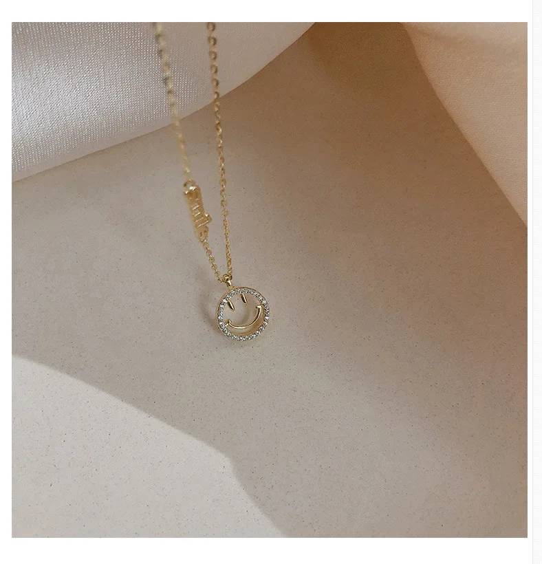 Женское ожерелье из серебра 925 пробы с геометрическим кулоном в виде улыбки |