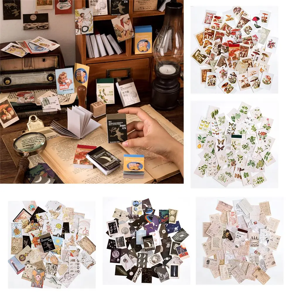 

50PCS DIY Scrapbooking Diary Stationery Retro Library Series Self Adhesive Starry Sky Stickers