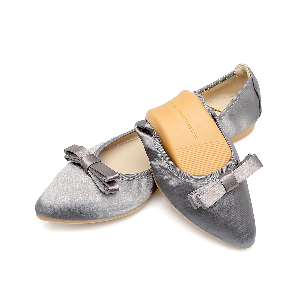 Лоферы женские шелковые с острым носком на плоской подошве складные WSH2543 для