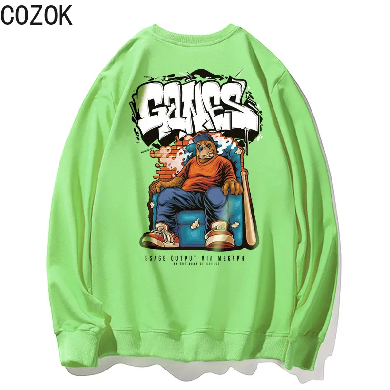 

2021 Cotton Round Neck Drop Shoulder Sweatshirt National Trend Loose Top High Quality Hong Kong Trend National Trend