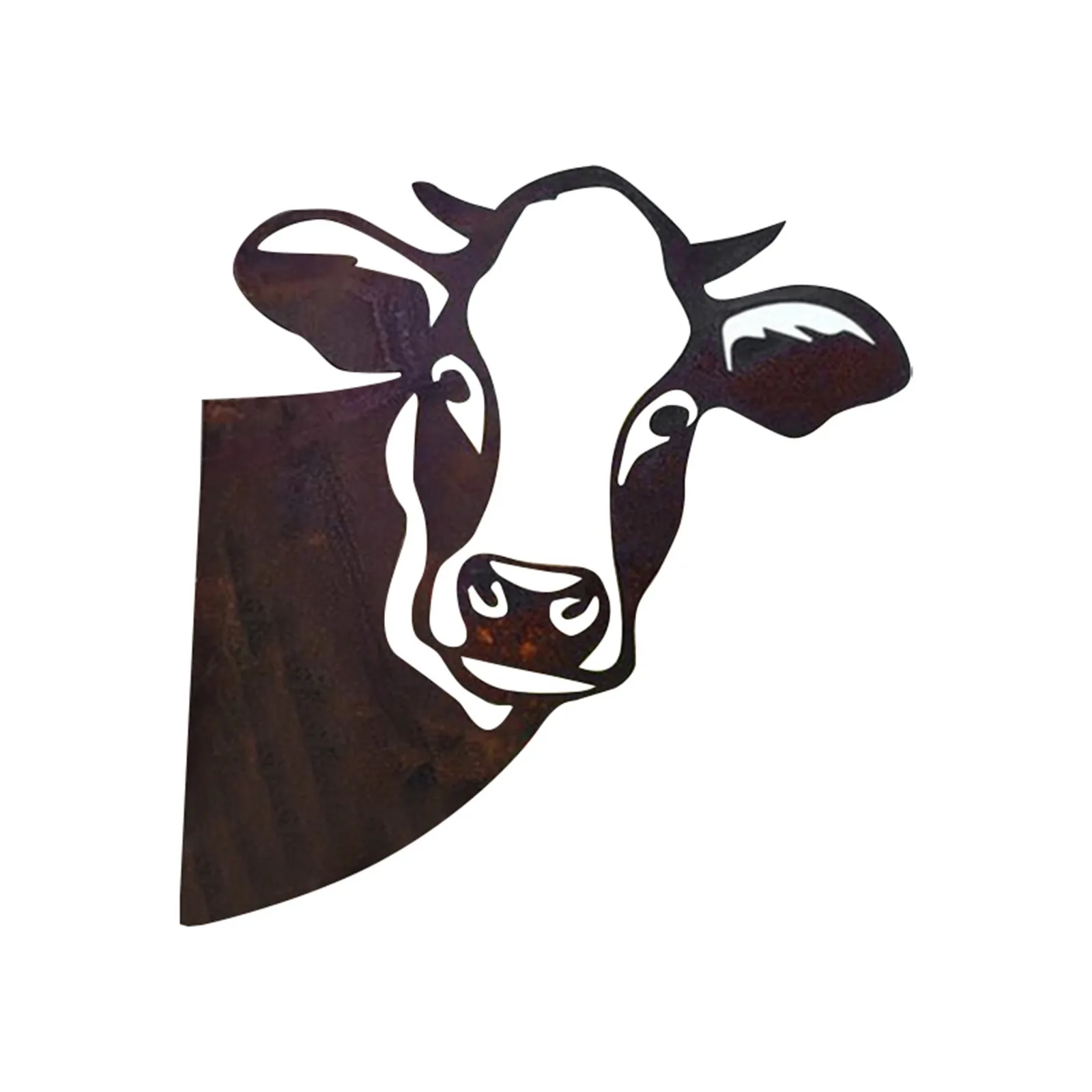 Декоративный металлический бык для сада с открытой головой - "Peeping Cattle Countryyard Decoration Iron Piece Head Hollow Gardening Metal Bull #G2 on".