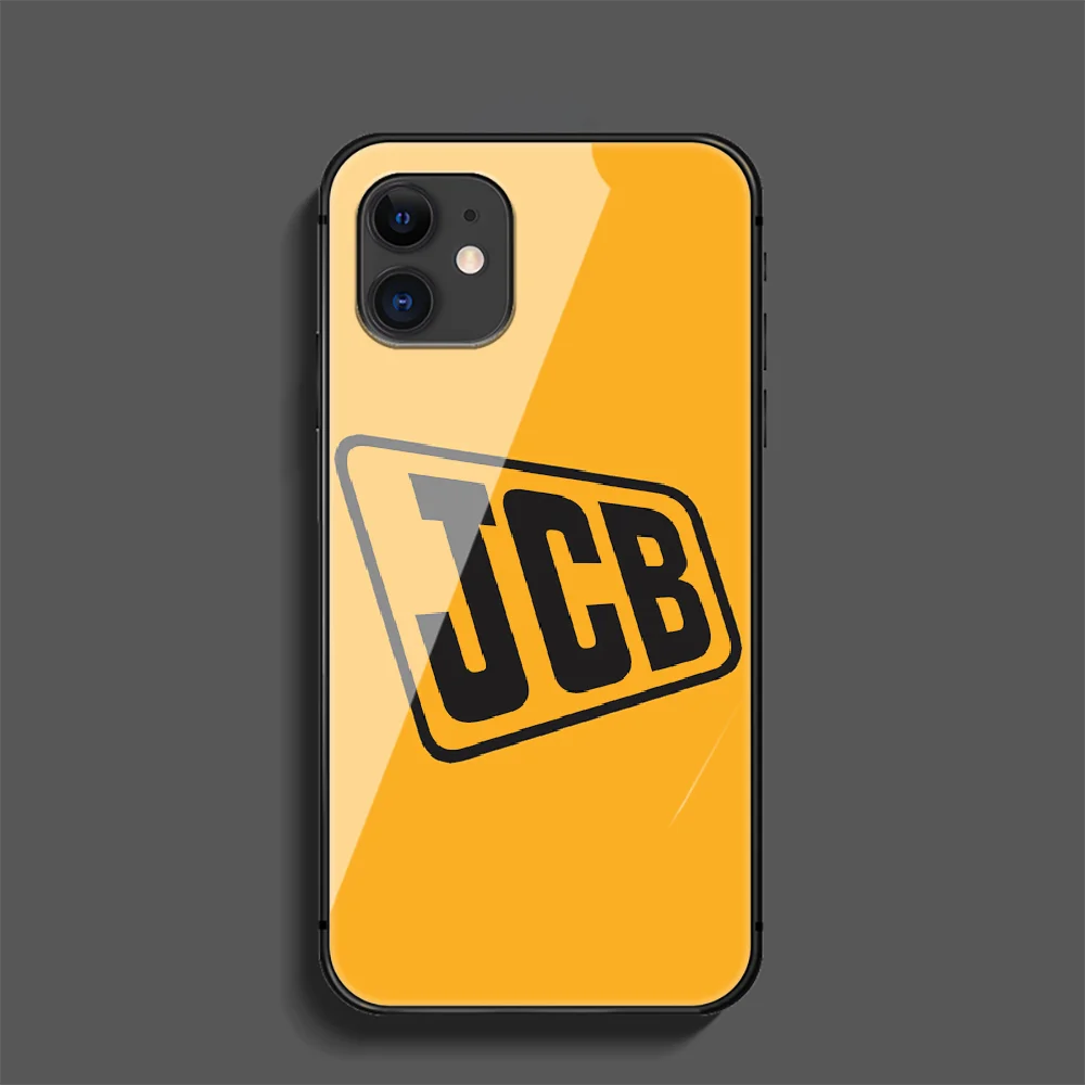 

JCB Phone Tempered Glass Case Cover For Iphone 5 6 7 8 11 12 5S 6S X Xr XS Se Max Plus Pro Mini Luxury Black Etui Silicone
