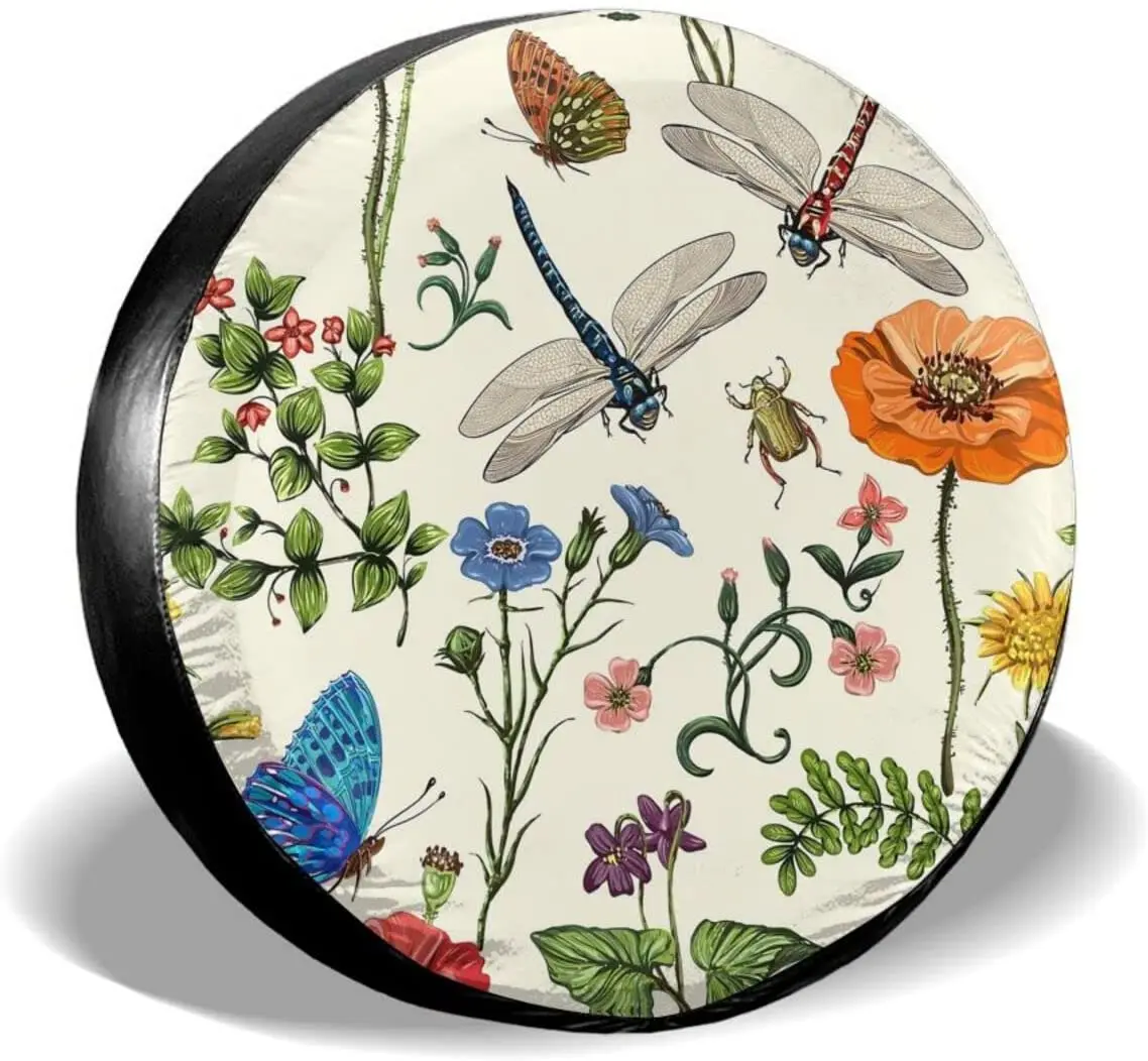 

Kanen Dragonfly Spare Tire Cover Universal Sunscreen Waterproof Dust-Proof Wheel Covers Fit for Trailer Rv SUV Camper