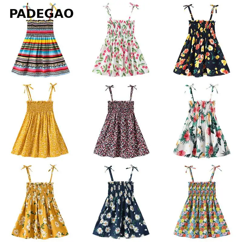 Летнее платье для девочек 2020 Радужное Цветочное с цветочным принтом милые