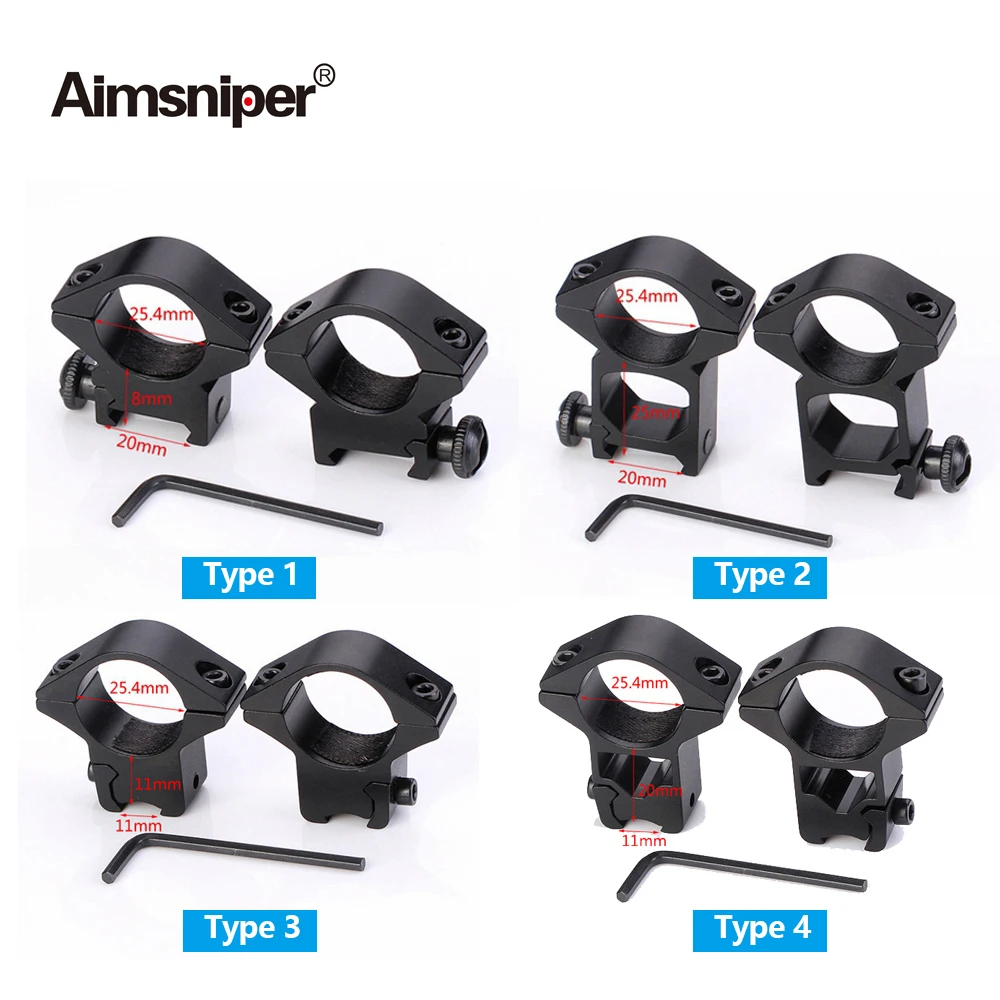 Tactical 2PCS/lot Profile Flashlight 25.4mm1&quot Rifle Scope Mount Rings 11/20mm Picatinny Weaver Rail For Hunting Riflescope | Спорт и