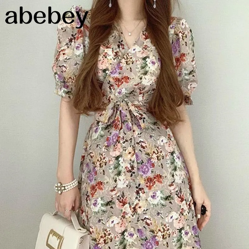 

Vintage Print Bohemian Holiday Dress Women High Waist Hip A Line Slim Long Vestidos O Neck Pullover Short Sleeve Robe