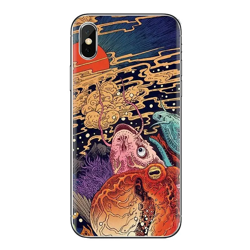 Силиконовый чехол для телефона японский журавль Гора Фуджи волна Xiao mi 4 5 5s 6 A1 A2 5X6X8
