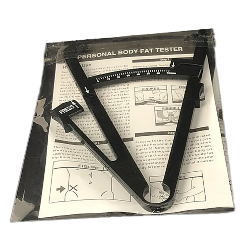 

Body Fat Caliper Mass Measuring Body Skinfold Measurement Health Care Tools Tape Tester Fitness Weight Loss Square Black