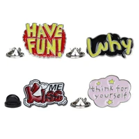interesting english tone words why have fun kiss metal drip brooch diy clothes pinned to the collar design