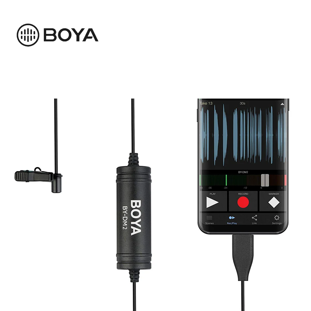 BOYA BY DM2 Lavalier конденсаторный микрофон type C порт интервью Vlogging всенаправленный для