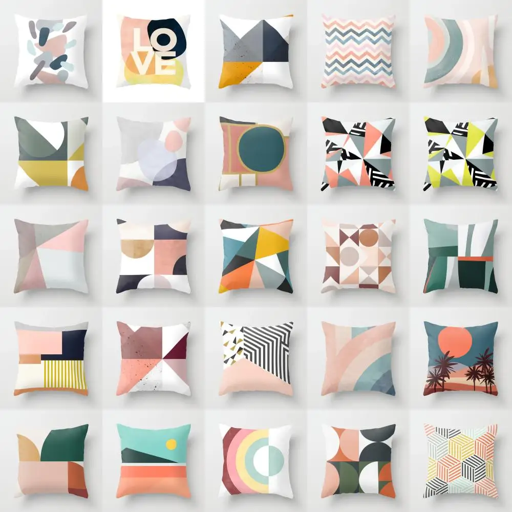 Наволочка для диванной подушки в разноцветную полоску мягкий полиэстеровый