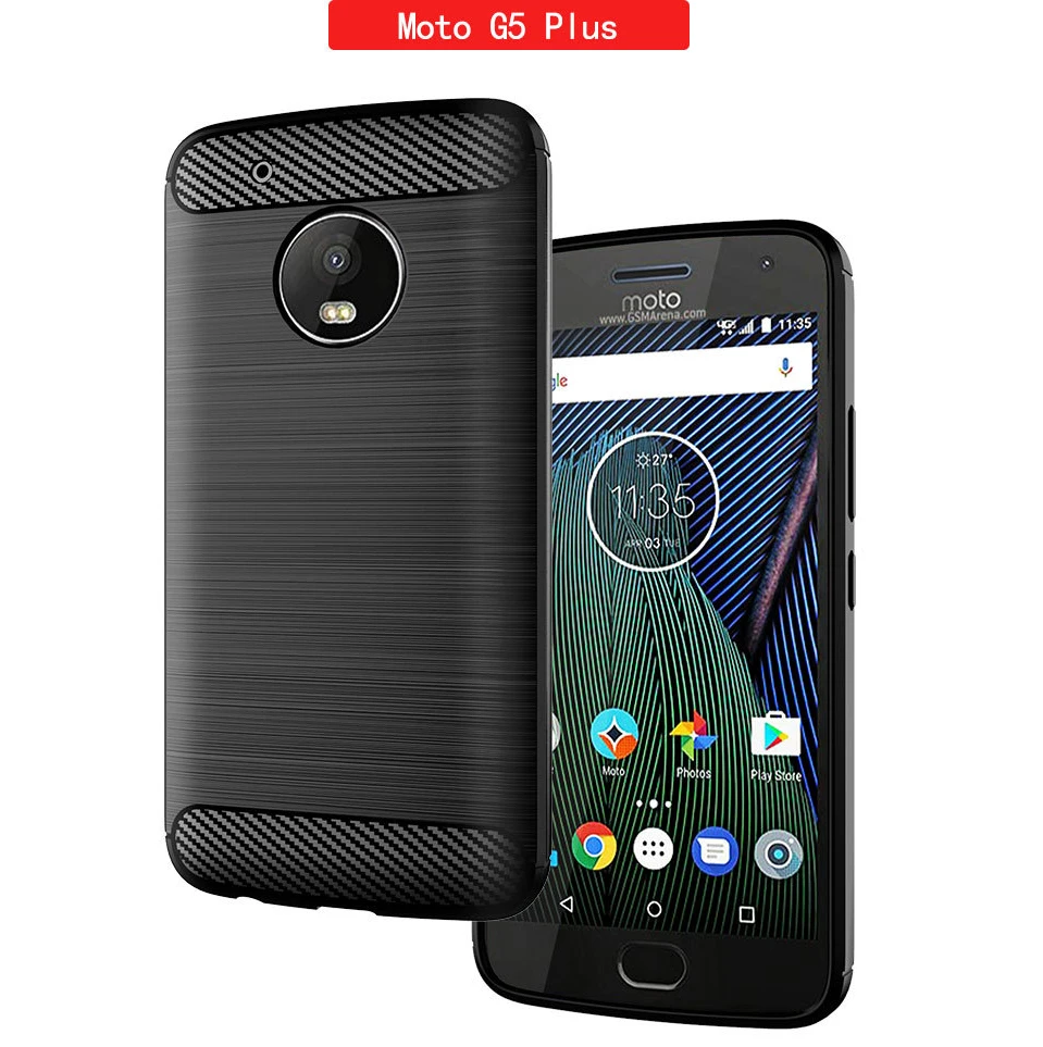 Чехол для Motorola Moto G5 G5S Plus Мягкий бампер из углеродного волокна ТПУ Силиконовая