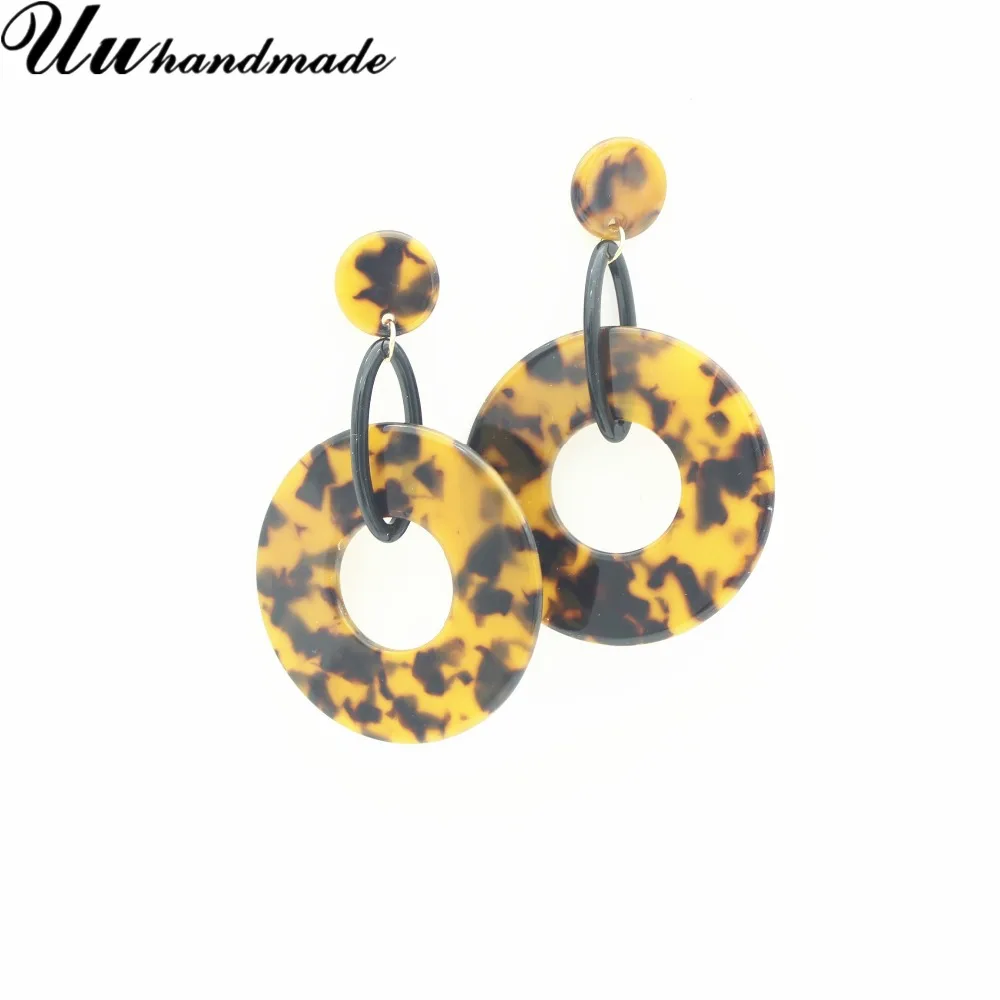 Leopard Pattern Chunky Round Shape Acylic Drop Earrings Tortoise Shell Eer Jewelry | Украшения и аксессуары