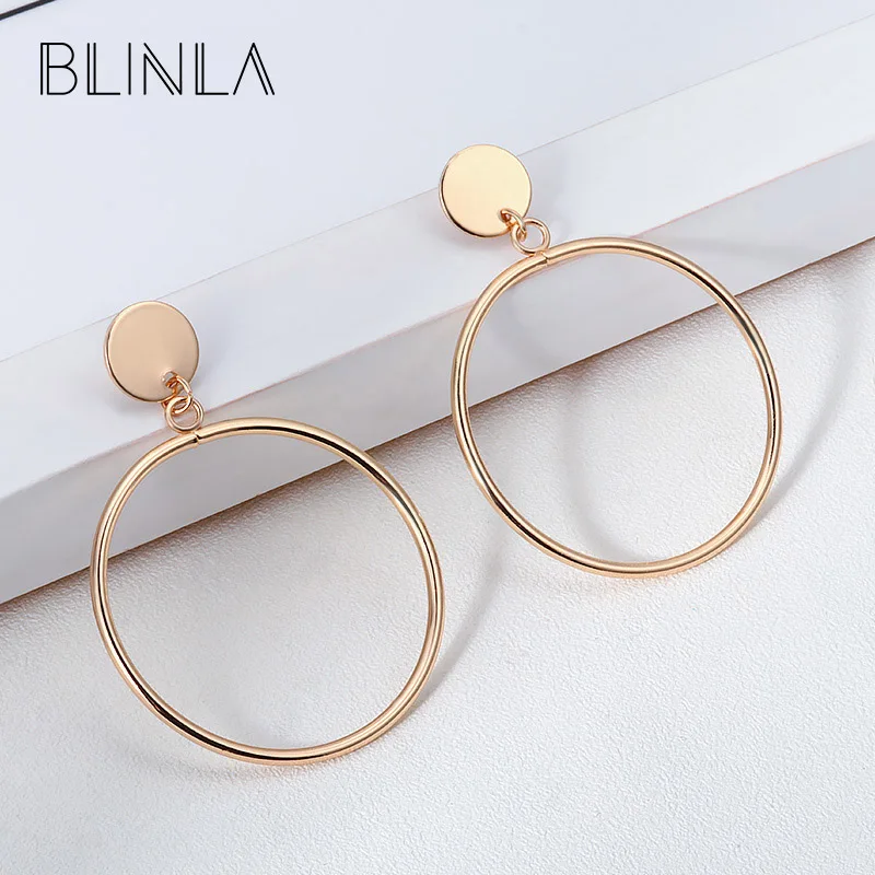 

BLINLA Fashion Vintage Big Round Drop Earrings for Women 2019 Hot Sale Korean Gold Silver Color Exquisite Earrings Jewelry Gift