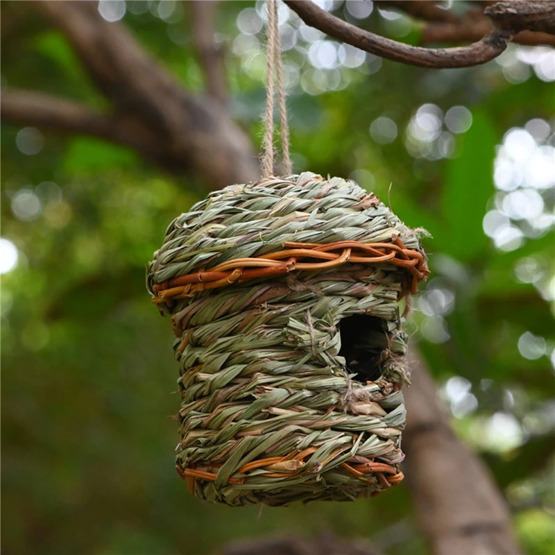 

Ручная плетеная птичья клетка, натуральная трава, птичий домик, прочная уличная Экологически чистая клетка, маленькая птичья птица, товары