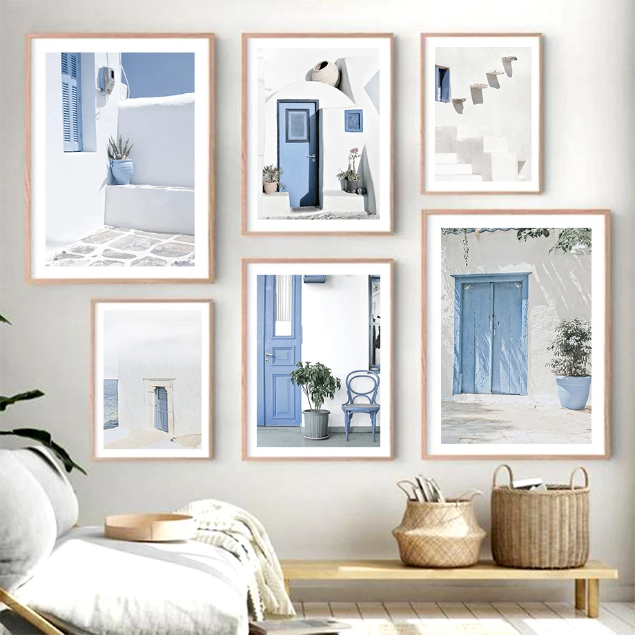 

Travel City Greece Santorini Blue Ocean Wall Art Canvas Painting Nordic Posters And Prints Wall Pictures For Living Room Decor