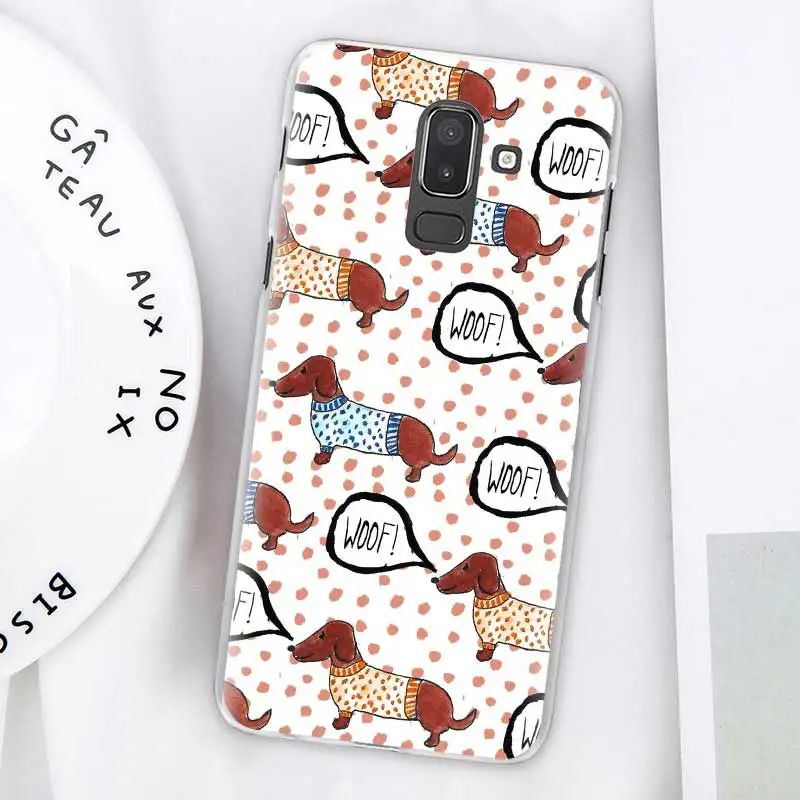 Dachshund Doxie Цветок Собака Щенок Чехлы для samsung Galaxy J4 Plus J6 Plus J8 J3 J5 J7 J5 Prime жесткий чехол