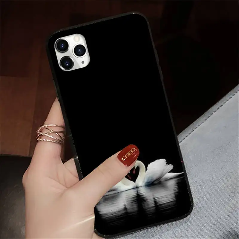 

Graceful white swan Phone Case for iPhone 11 12 pro XS MAX 8 7 6 6S Plus X 5S SE 2020 XR mini luxury capa cover