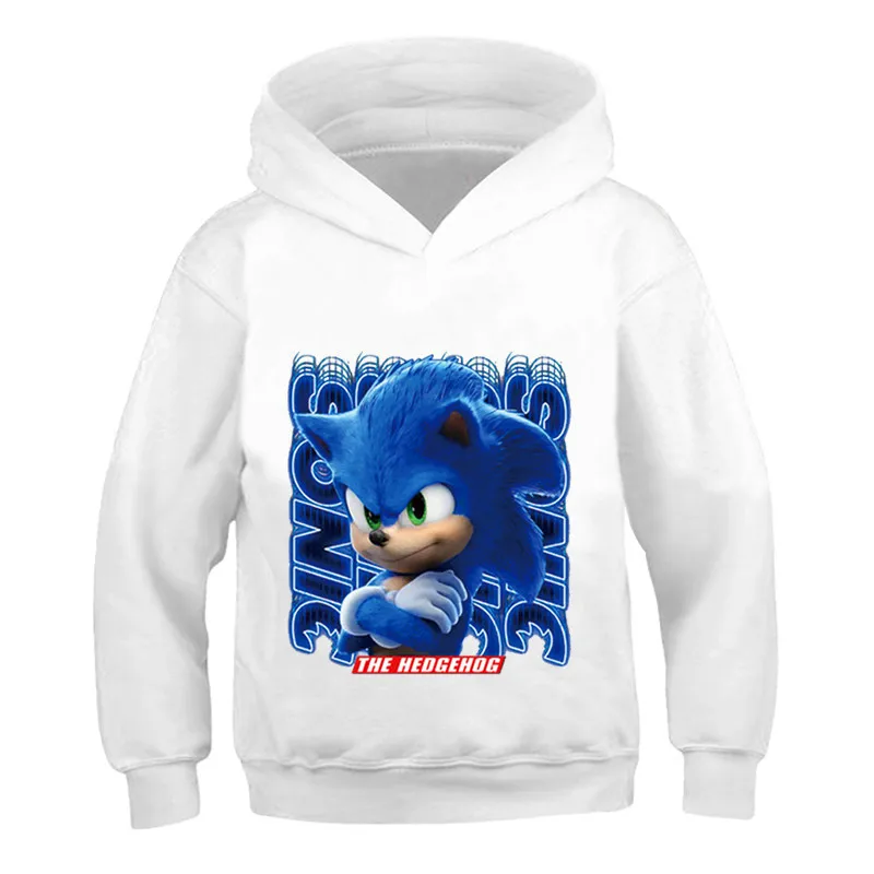 

2021 Boy Girl Clothes Sonic Hooded Cartoon Hoodie Children's Pullover Tops Autumn Early Winter Hoodies Coat 4-14Years