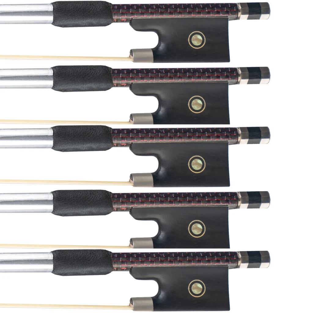 5pc/1set Carbon Fiber 4/4 Violin Bow Grid/Braided Stick Ebony Frog Sheepskin Grip White Mongolia Horsehair Fast Response enlarge