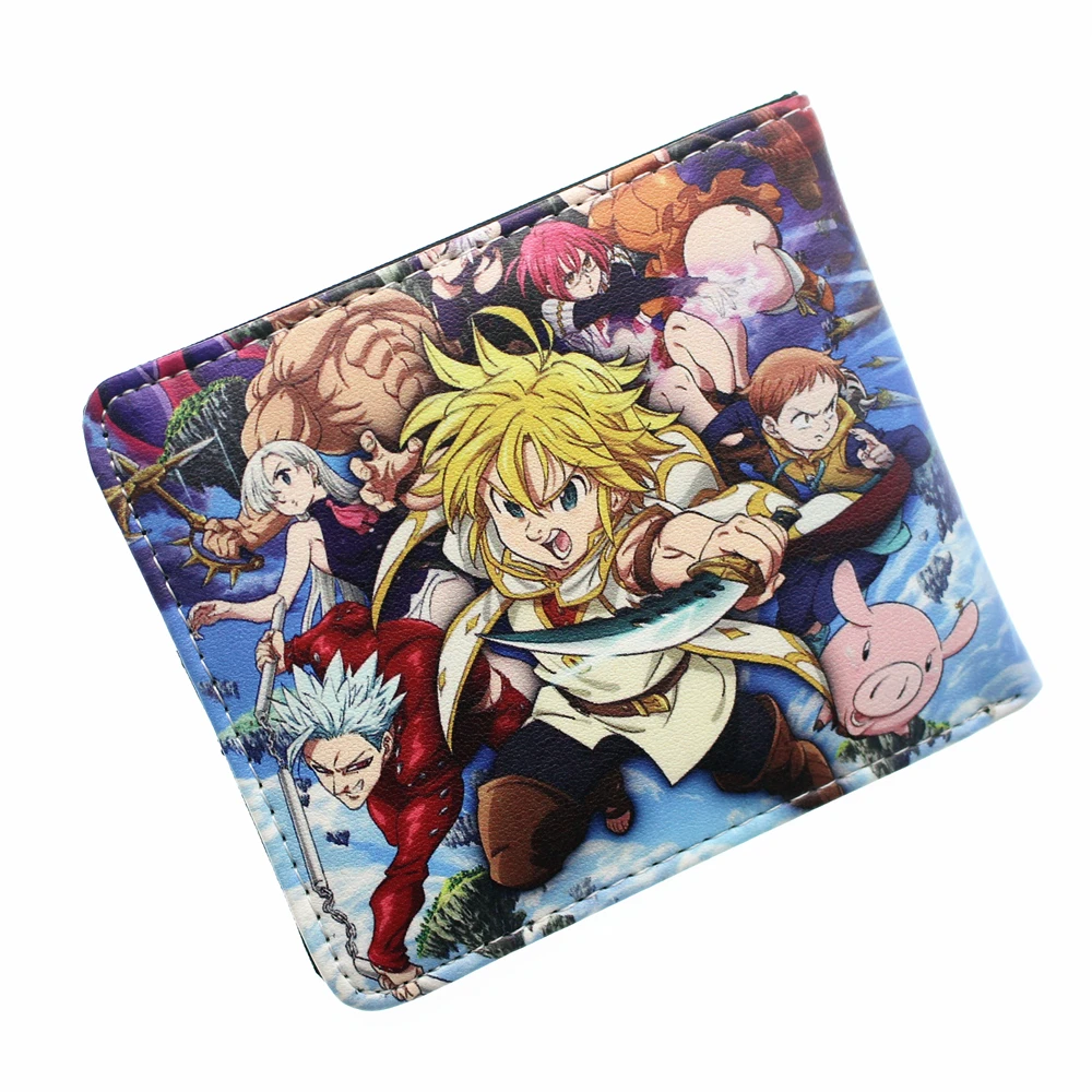 Короткий кошелек Meliodas из искусственной кожи с рисунком из аниме «Семь мертвых Грехов», держатель для карт, кошелек для фотографий, кошелек для мальчиков и девочек на молнии, кожаный кошелек с рисунком из мультфильма, подарок