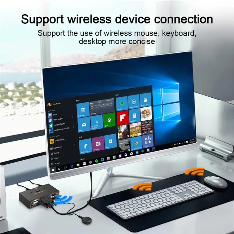 

KVM Switch 2 Ports 4 USB 1080P HD USB 2.0 DVI HDMI-Compatible KVM Monitor Switcher for Printer Keyboard Mouse Computer