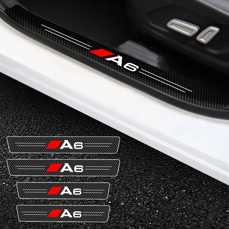 

Car Door Threshold Scuff Plate Carbon Fiber Sill Protector Stickers For Audi A6 2004 2005-2021 2022 Auto Door Entry Pedal Guards