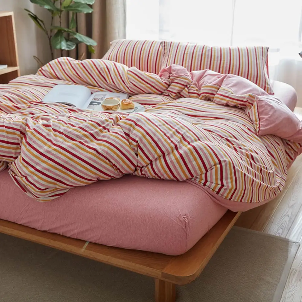 Хлопковый комплект постельного белья Papa &amp Mima с красными оранжевыми линиями