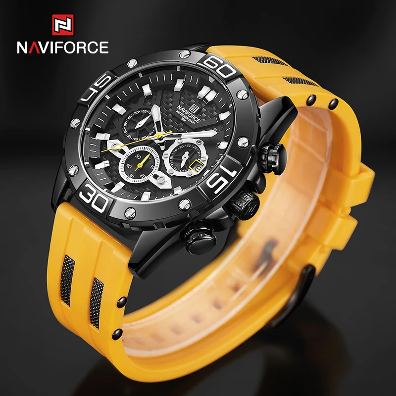 

NAVIFORCE 2021 New Luxury Watches for Men Silicone Strap Military Waterproof Sport Chronograph Quartz WristWatch Clock With Date