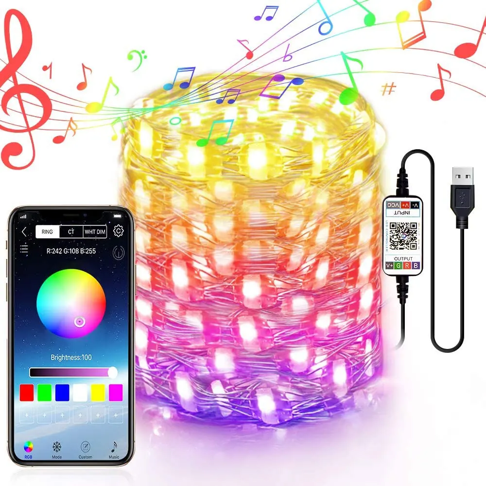 Сказочные гирлянды с питанием от USB 20 м 10 RGB светодиодный светильник пультом