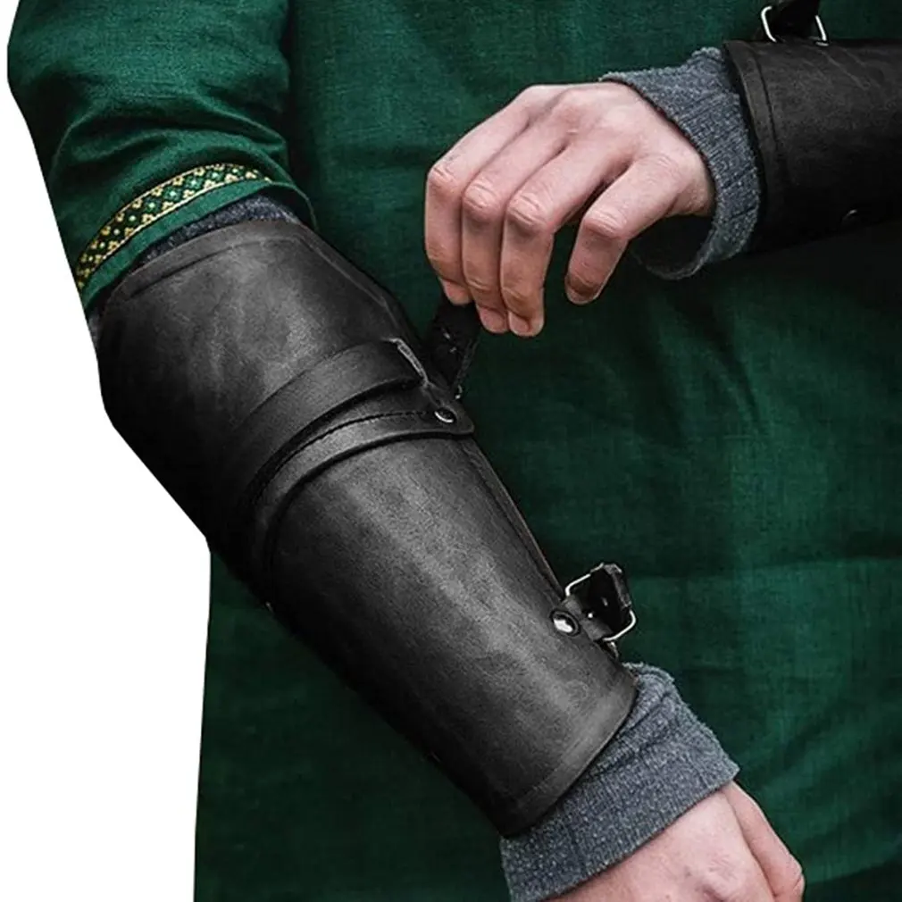 

Medieval Larp Knight Arm Cuff Bracer Buckle Strap Armor Wrist Band Archer Gauntlet Costume Accessory Gear Leather Sheath For Men