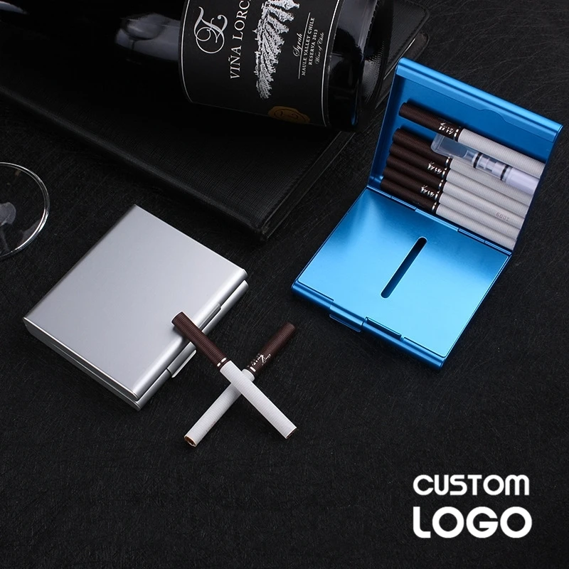 Customized Double Cigarette Case Laser Engrave LOGO Metal Cigarette Storage Container Cigaret Personality Gift Cigarette Holder